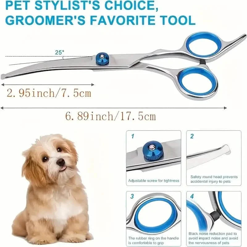 Premium Stainless Steel Grooming Scissors Set for Pet with Safety Round Tip