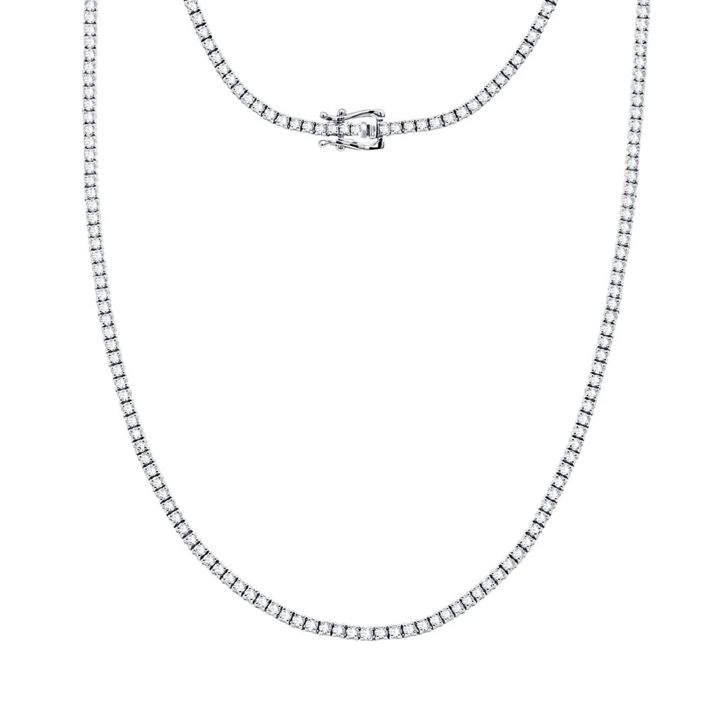 Ct Round Certified Lab Grown Diamond 14K Solid Gold Women’s Tennis Necklace (18")