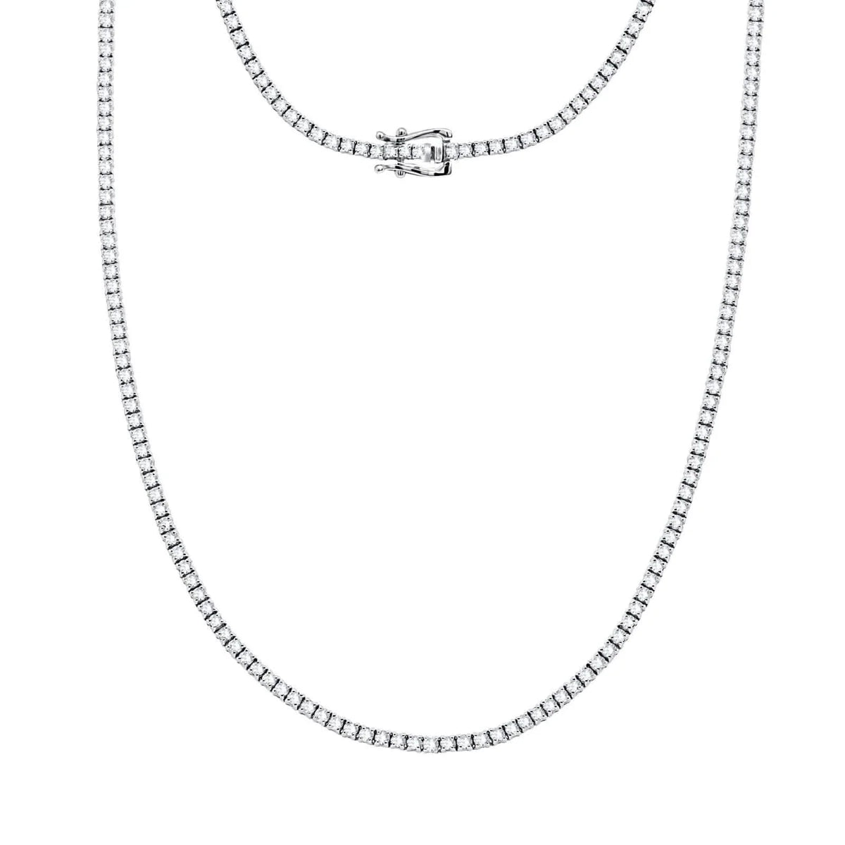 Ct Round Certified Lab Grown Diamond 14K Solid Gold Women’s Tennis Necklace (18")