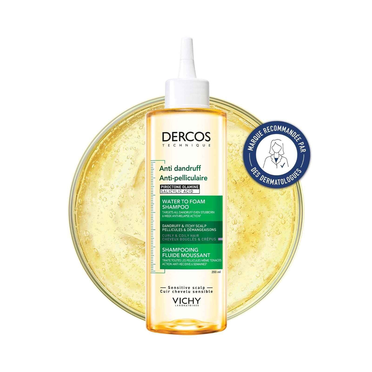 Vichy Dercos Anti-Dandruff Foaming Fluid Shampoo for Curly Hair