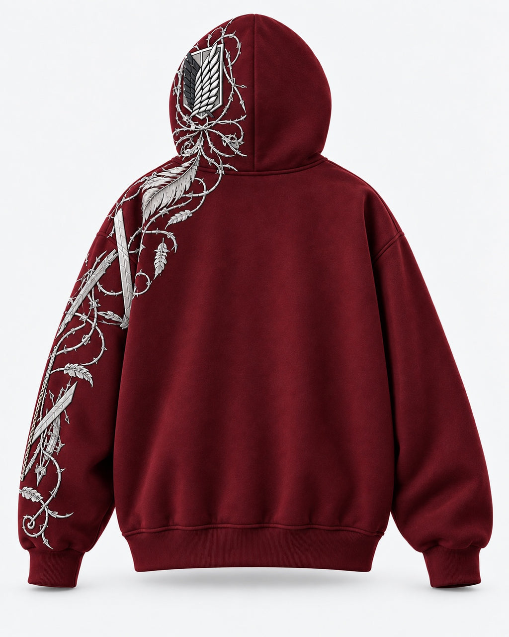 VZ OUT DROP 001 burgundy hoodie back view